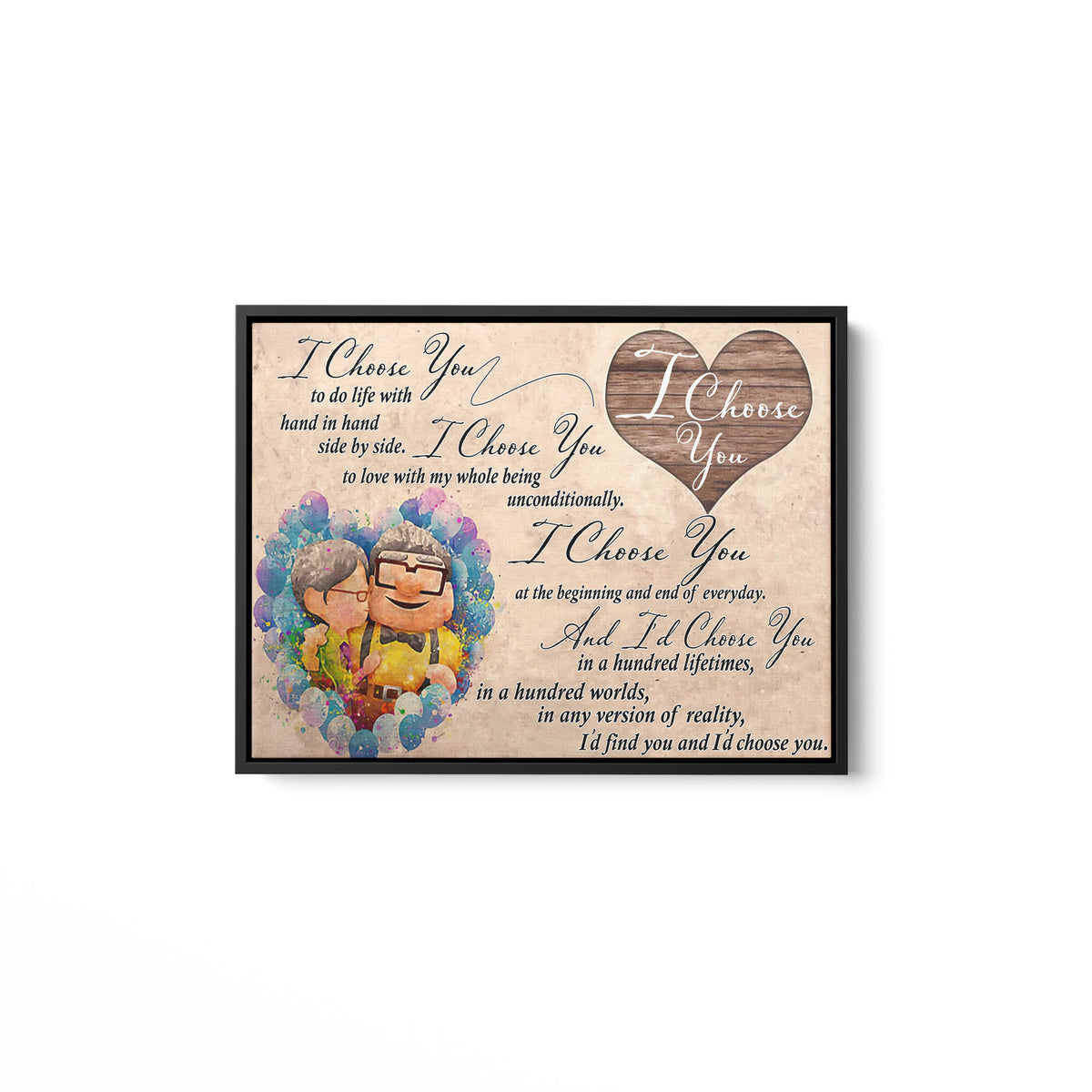 Up Carl And Ellie I Choose You Poster n Framed Matte Canvas