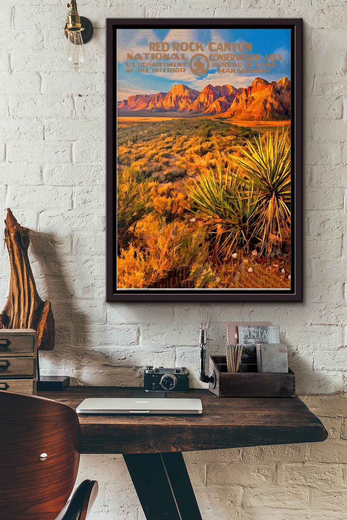 Red Rock Canyon Poster - Traveling Knowledge Wall Art - Gift For Tourists Traveling Lover American Framed Matte Canvas Framed Prints, Canvas