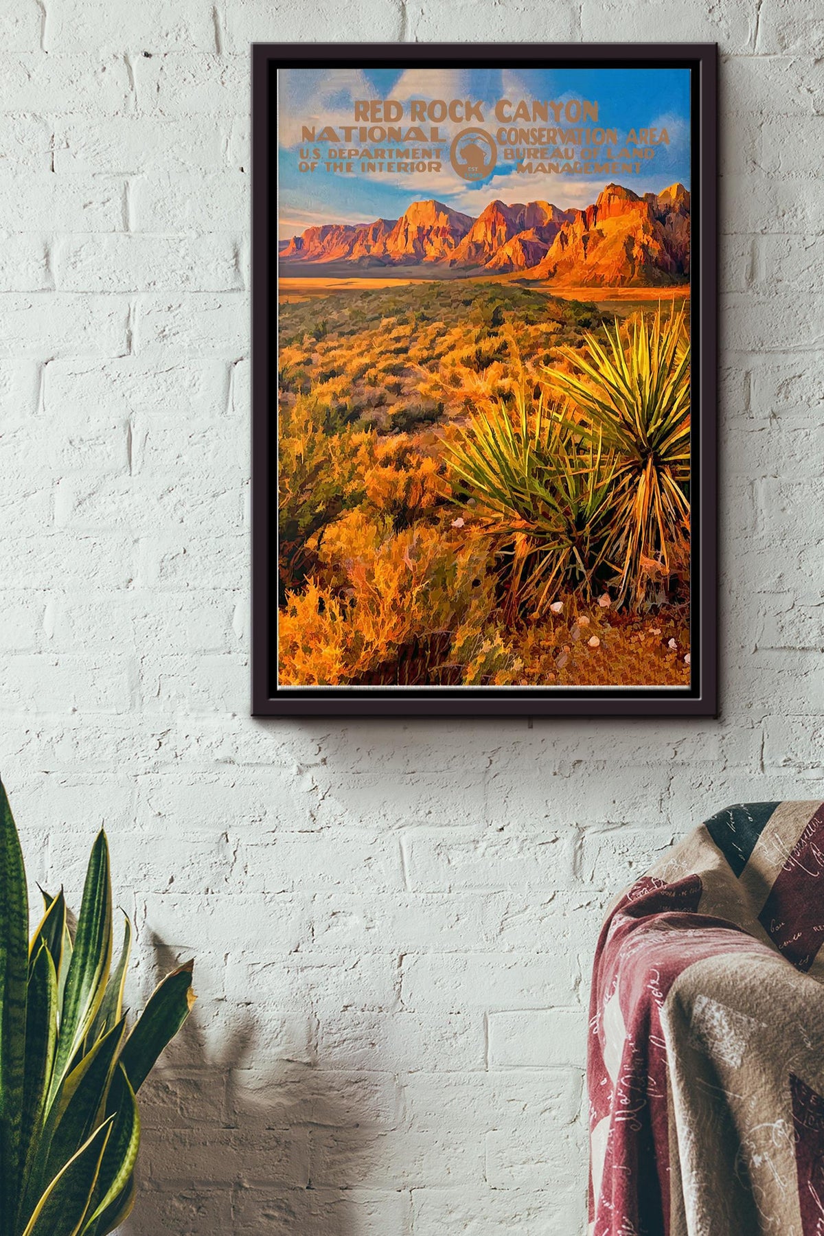 Red Rock Canyon Poster - Traveling Knowledge Wall Art - Gift For Tourists Traveling Lover American Framed Matte Canvas Framed Prints, Canvas