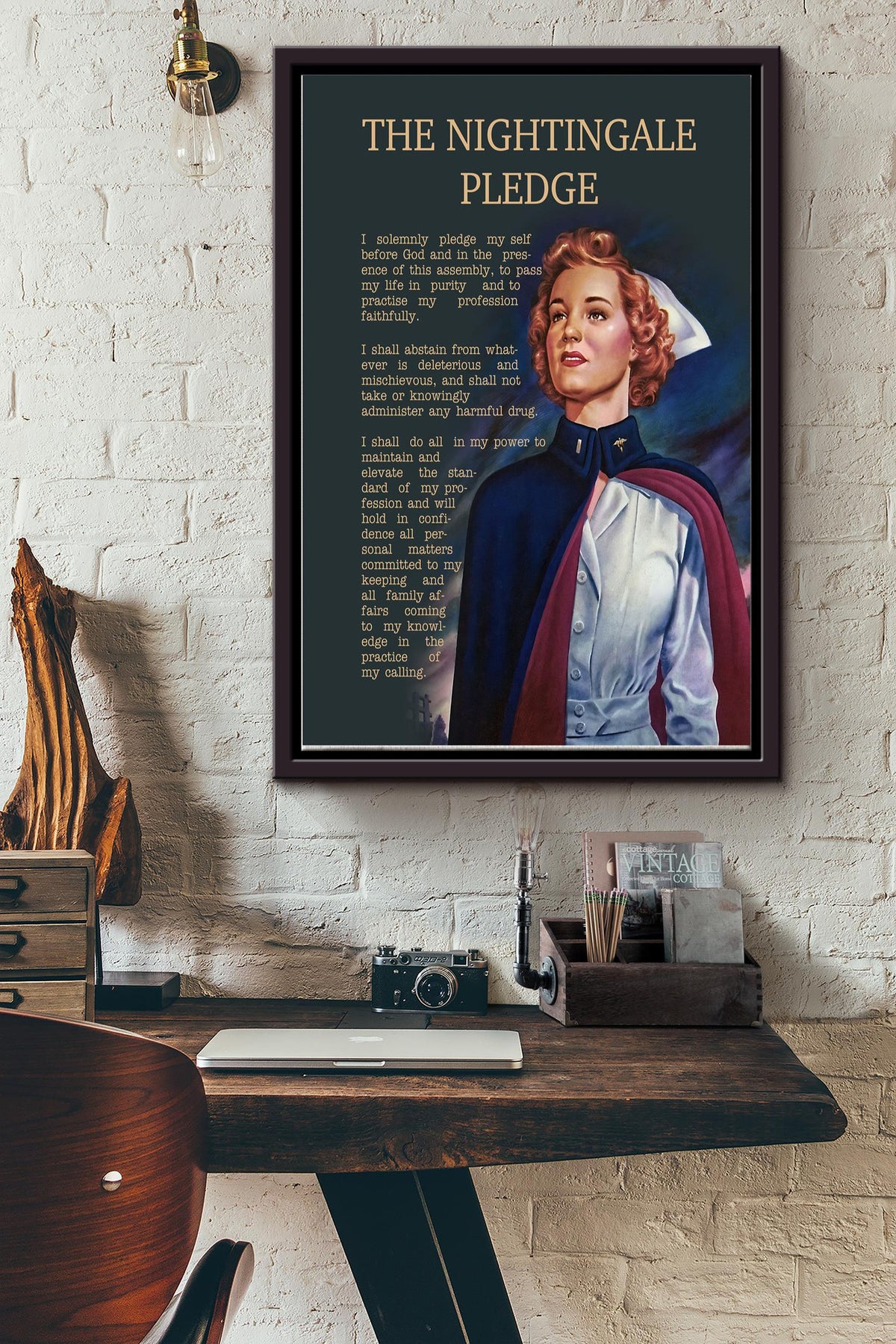 The Nightingale Pledge For Proud Cna Poster Framed Matte Canvas