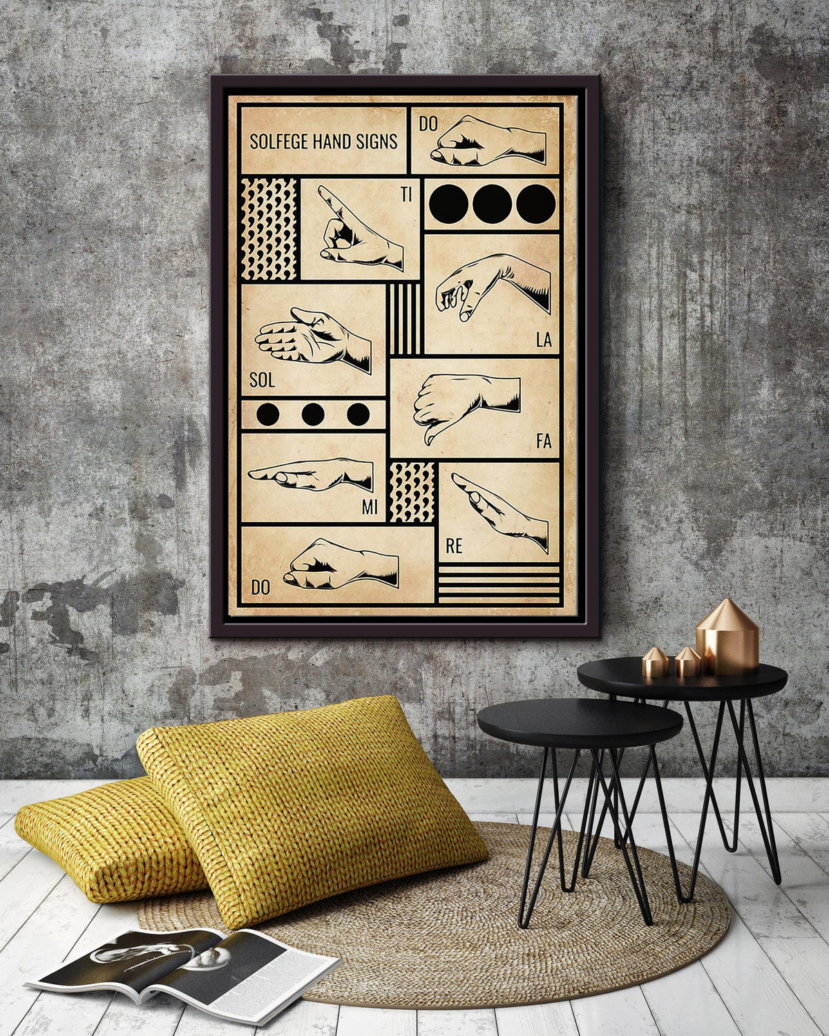 Solfege Hand Signs Sign Language Knowledge Gift For Therapist Home Decor Musician Framed Canvas
