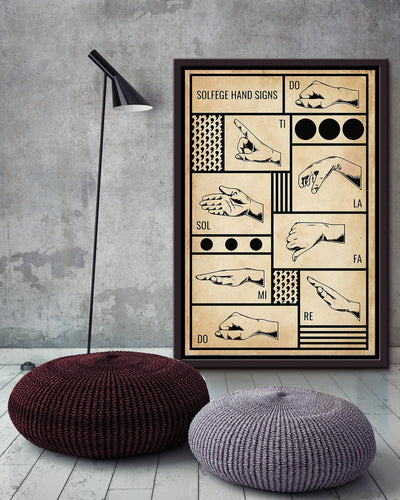 Solfege Hand Signs Sign Language Knowledge Gift For Therapist Home Decor Musician Framed Canvas