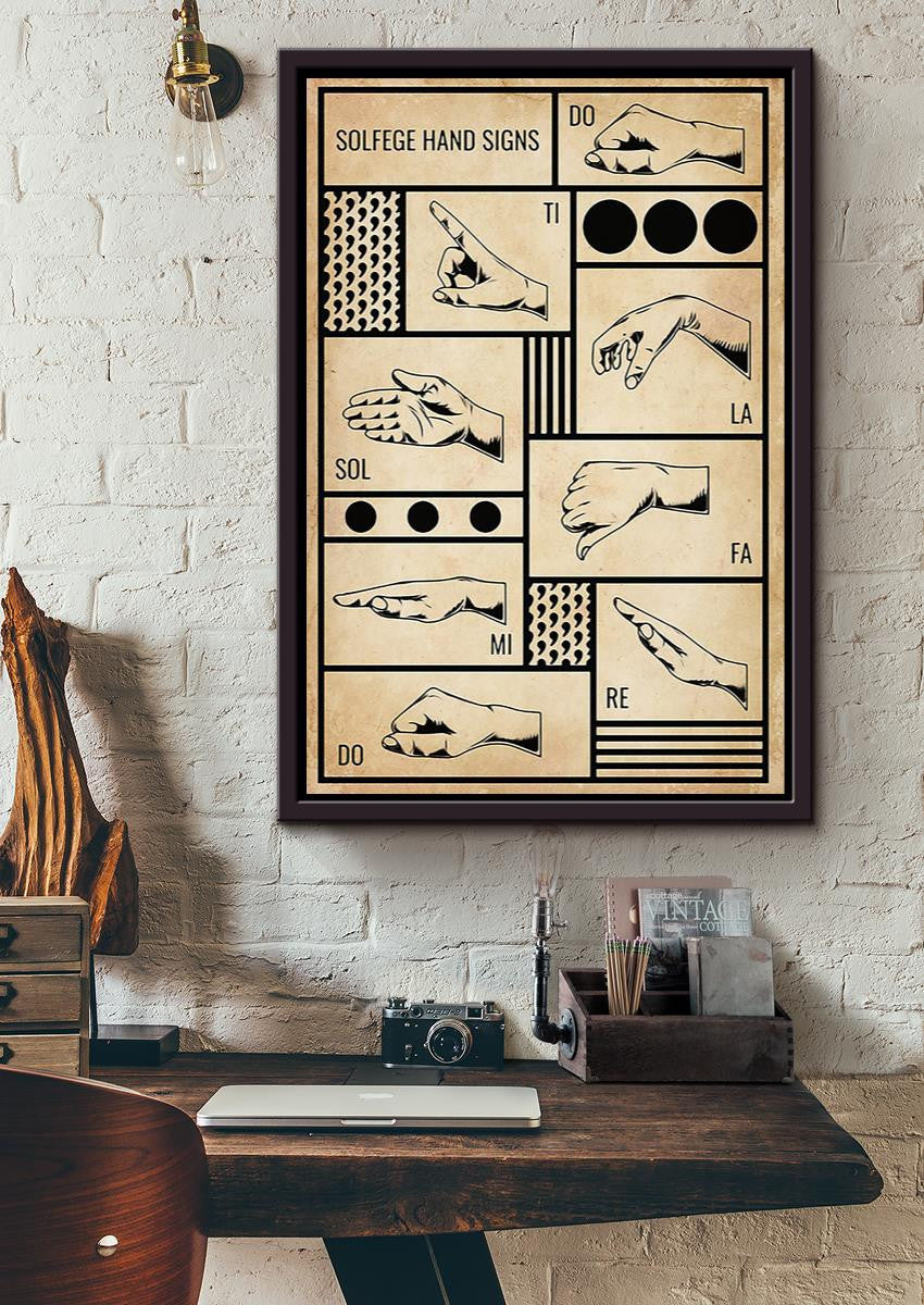 Solfege Hand Signs Sign Language Knowledge Gift For Therapist Home Decor Musician Framed Canvas