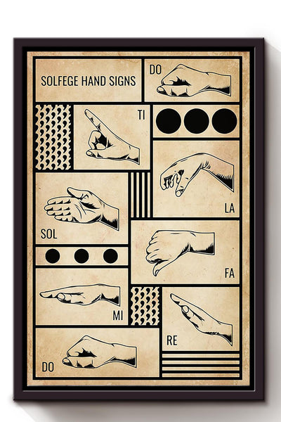 Solfege Hand Signs Sign Language Knowledge Gift For Therapist Home Decor Musician Framed Canvas