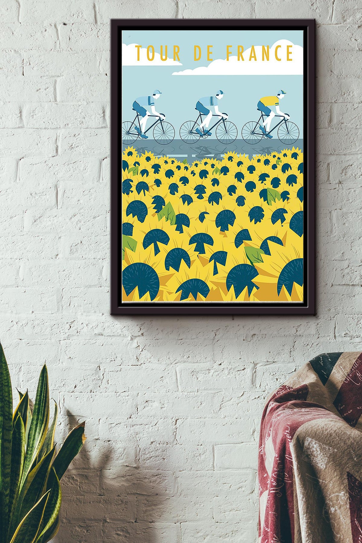 Tour De France Cycling Poster Framed Matte Canvas