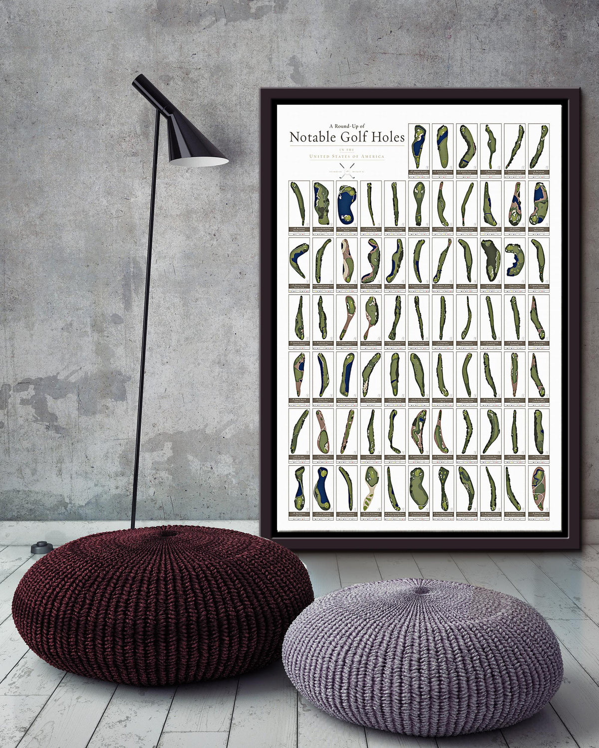 Notable Golf Holes Knowledge Wall Art For Golf Player Golf Course Decor Framed Matte Canvas Framed Prints, Canvas