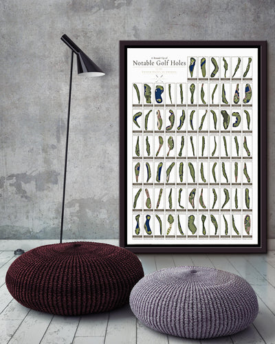 Notable Golf Holes Knowledge Wall Art For Golf Player Golf Course Decor Framed Matte Canvas Framed Prints, Canvas