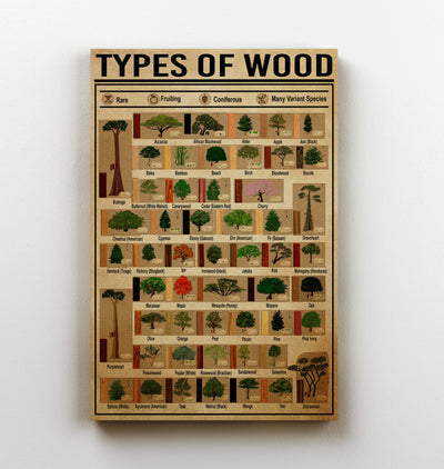 Types Of Wood Woodworking Knowledge Gift For Carpenter Framed Canvas GS20240923122