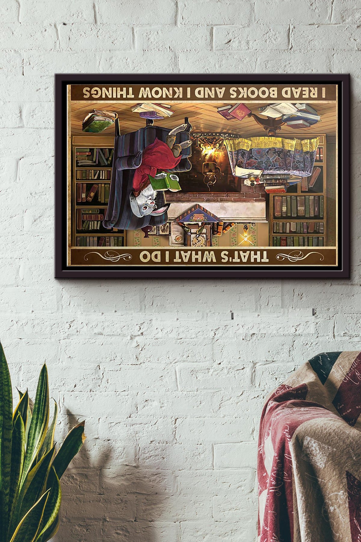 Rabbit Thats What I Do I Read Books And I Know Things Poster n Framed Matte Canvas