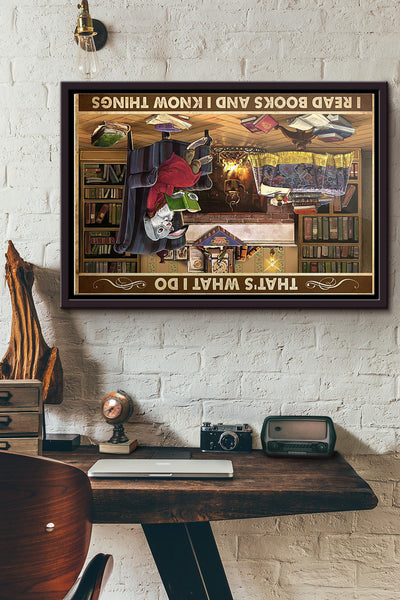 Rabbit Thats What I Do I Read Books And I Know Things Poster n Framed Matte Canvas