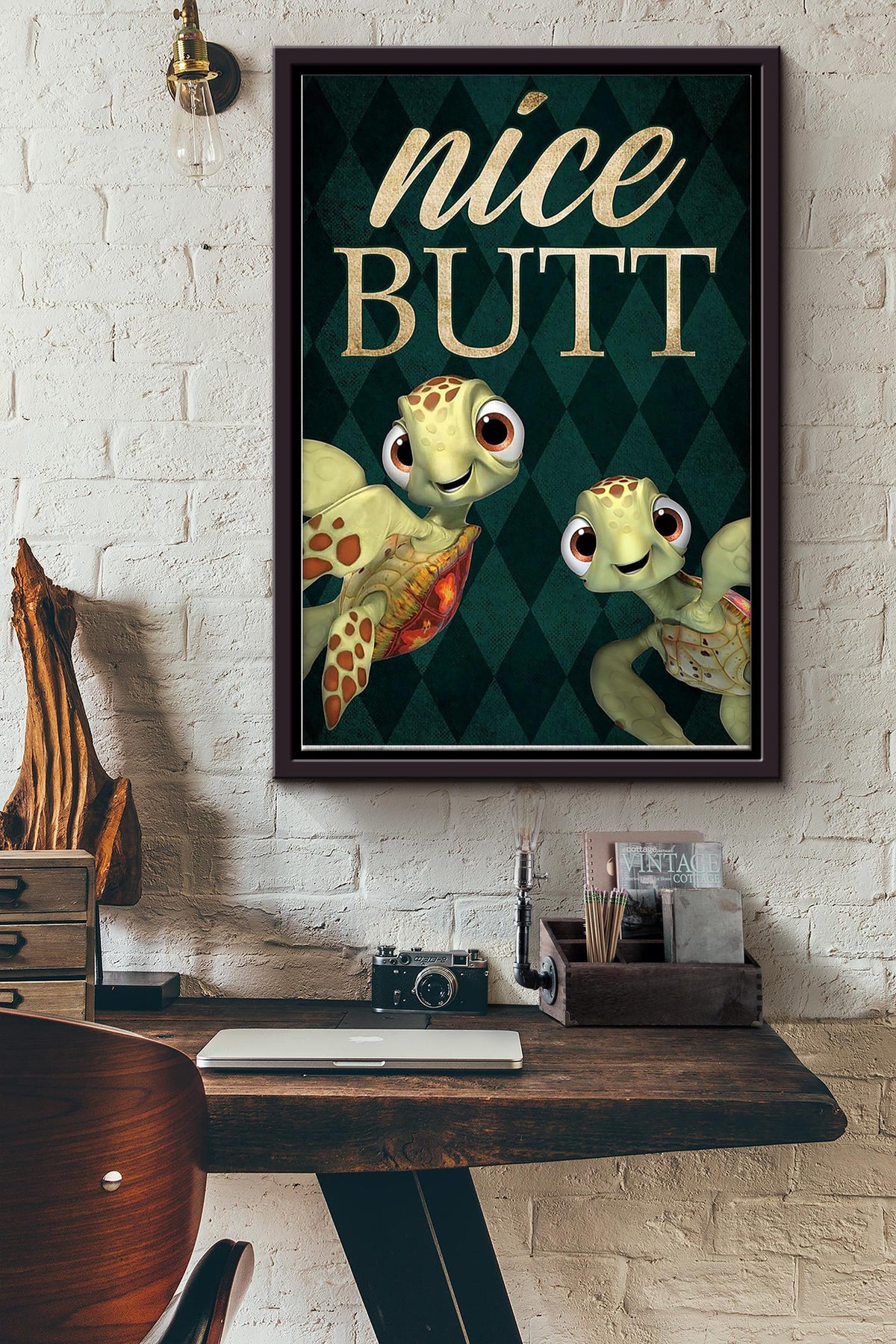 Two Little Turtles With Nice Butt Poster Framed Matte Canvas