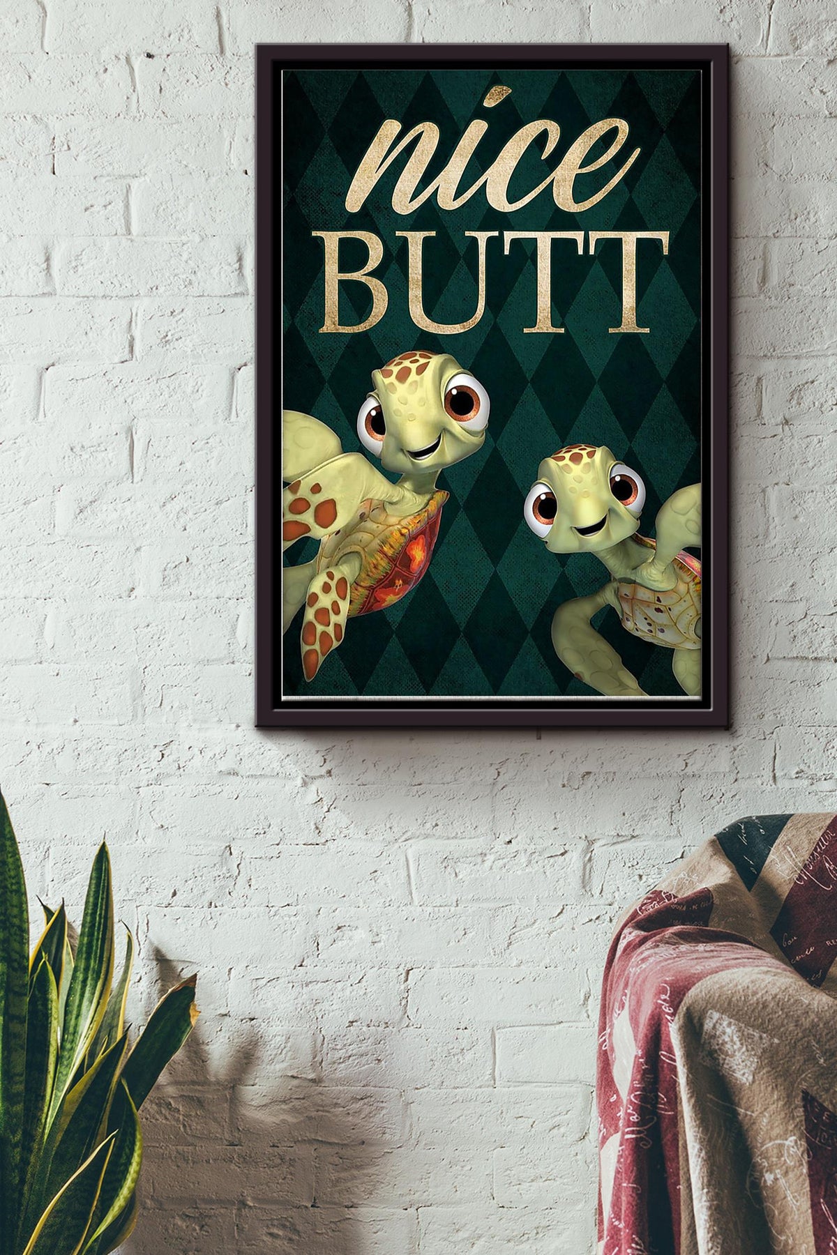 Two Little Turtles With Nice Butt Poster Framed Matte Canvas