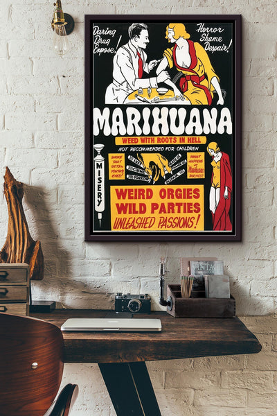 Roots in Hell Vintage Poster Framed Matte Canvas