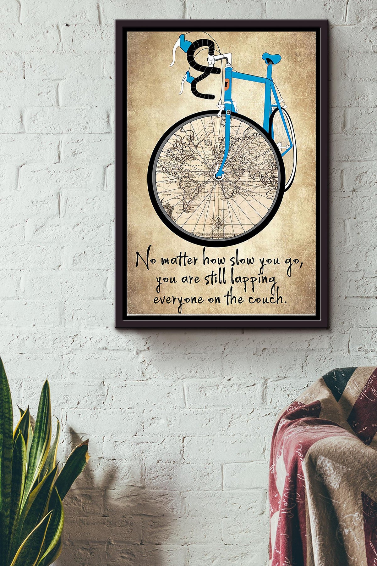 No Matter How Slow You Go Cycling Poster Framed Matte Canvas