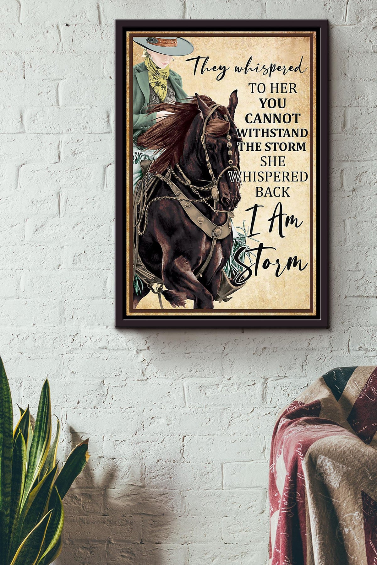 They Whispered To Her Inspirational Horse Quotes Poster For Cowgirl Gift Framed Canvas