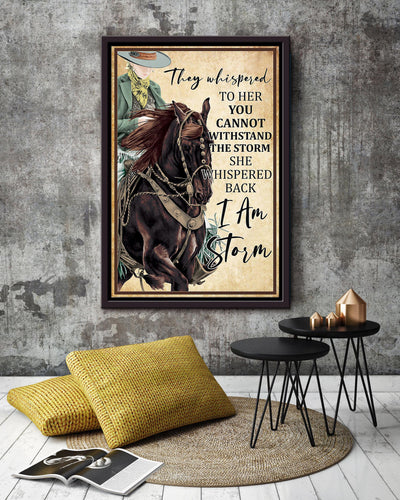 They Whispered To Her Inspirational Horse Quotes Poster For Cowgirl Gift Framed Canvas