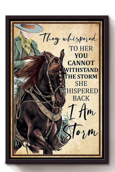 They Whispered To Her Inspirational Horse Quotes Poster For Cowgirl Gift Framed Canvas