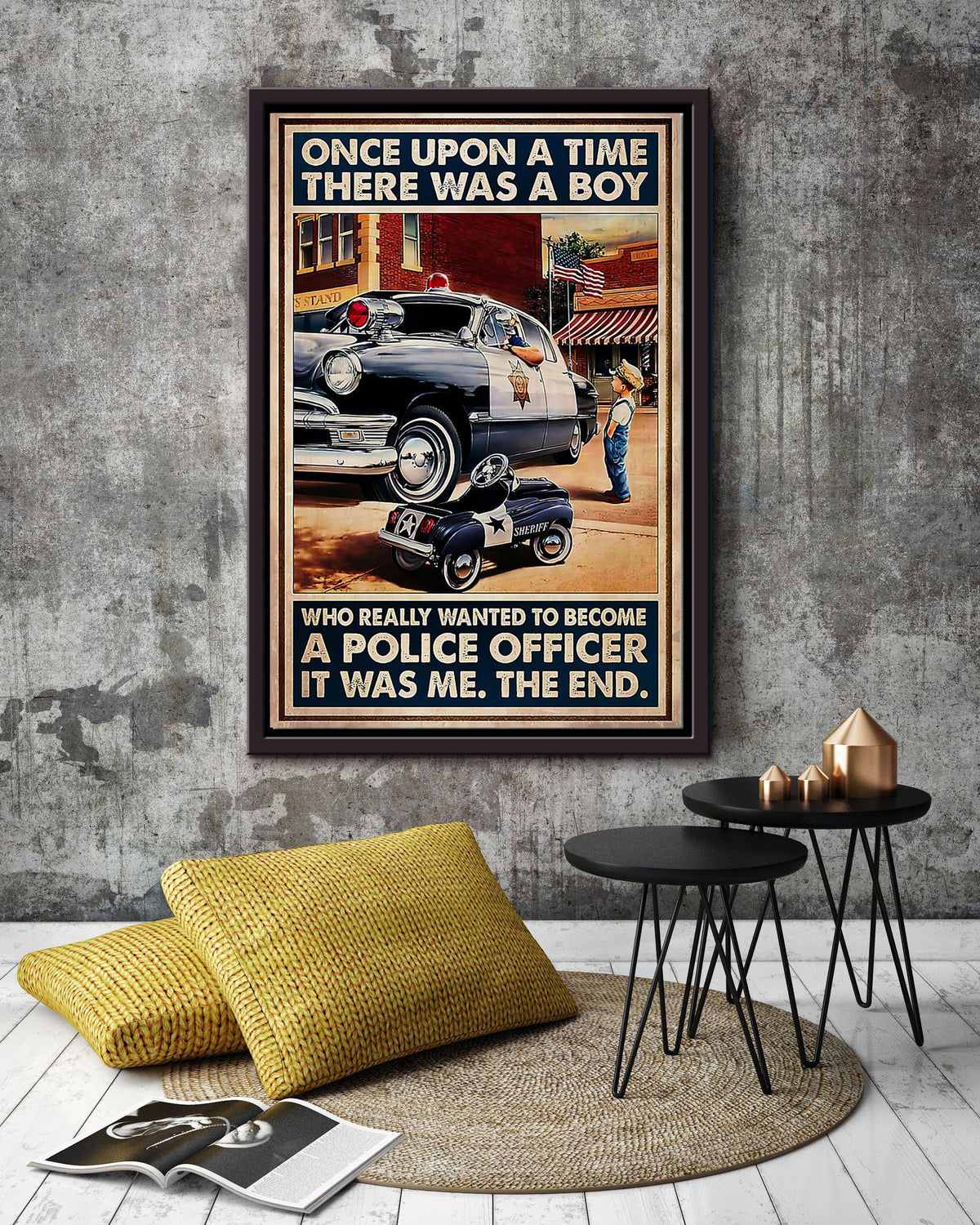 Once Upon A Time Boy Wanted To Become Police Officer Motivation Quote Gift For Policeman Framed Canvas
