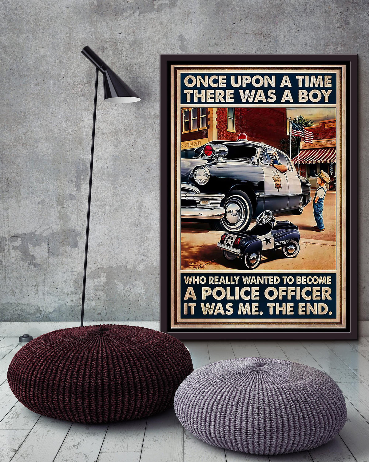Once Upon A Time Boy Wanted To Become Police Officer Motivation Quote Gift For Policeman Framed Canvas