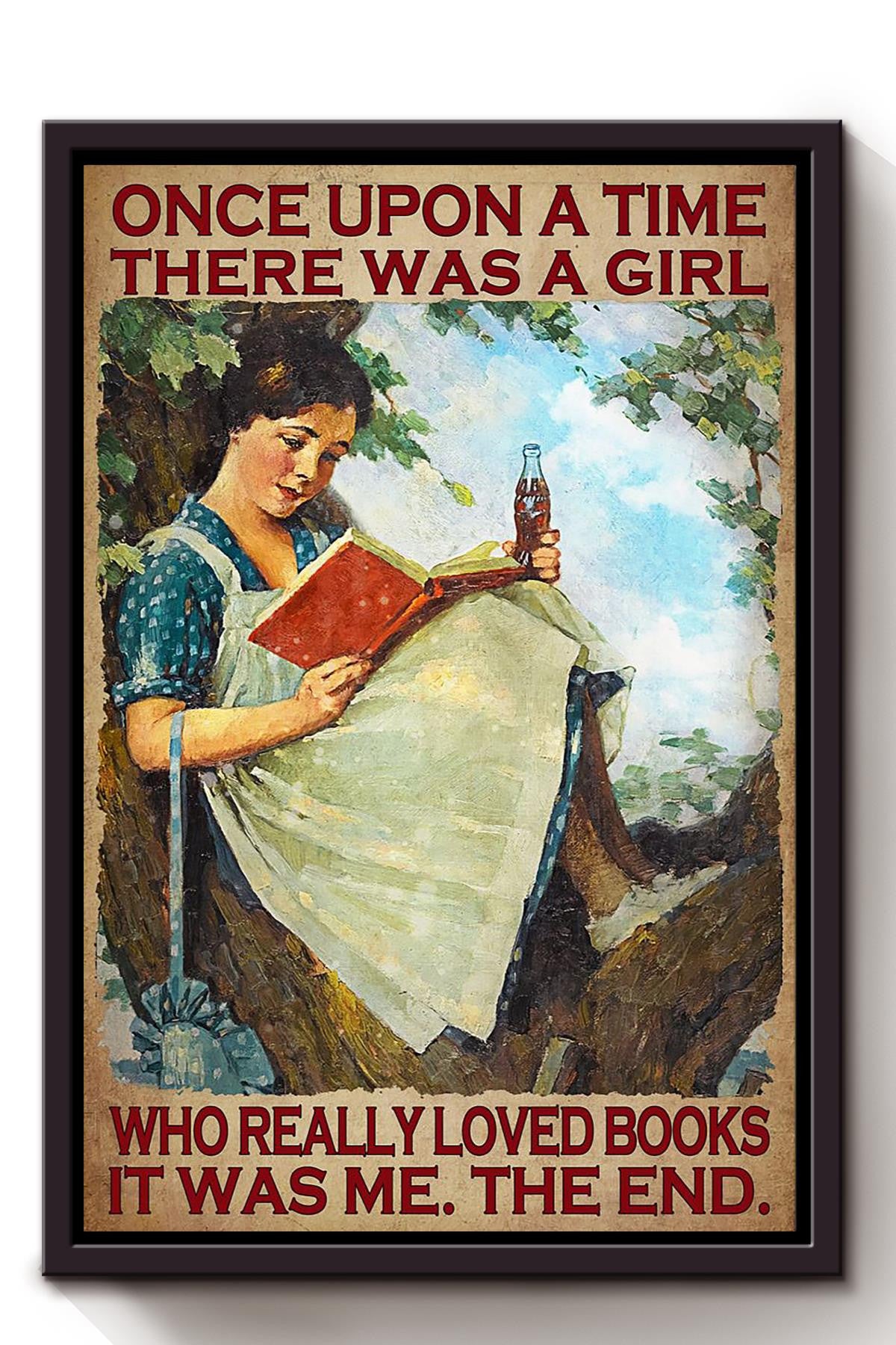 Once Upon A Time Girl Loved Books Gift For Girl Book Lover Librarian Book Club Fan Framed Canvas
