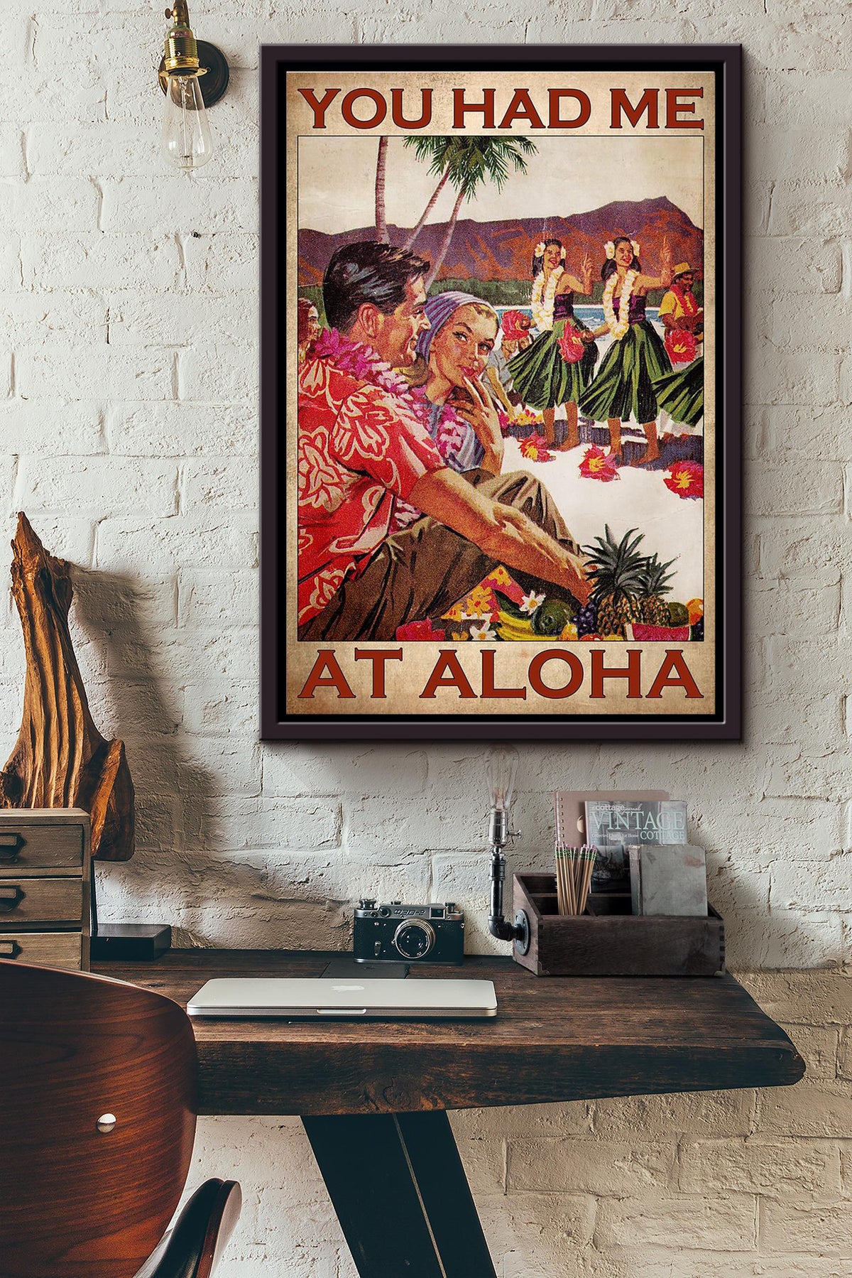 You Have Me At Aloha Hawaii Poster Framed Matte Canvas