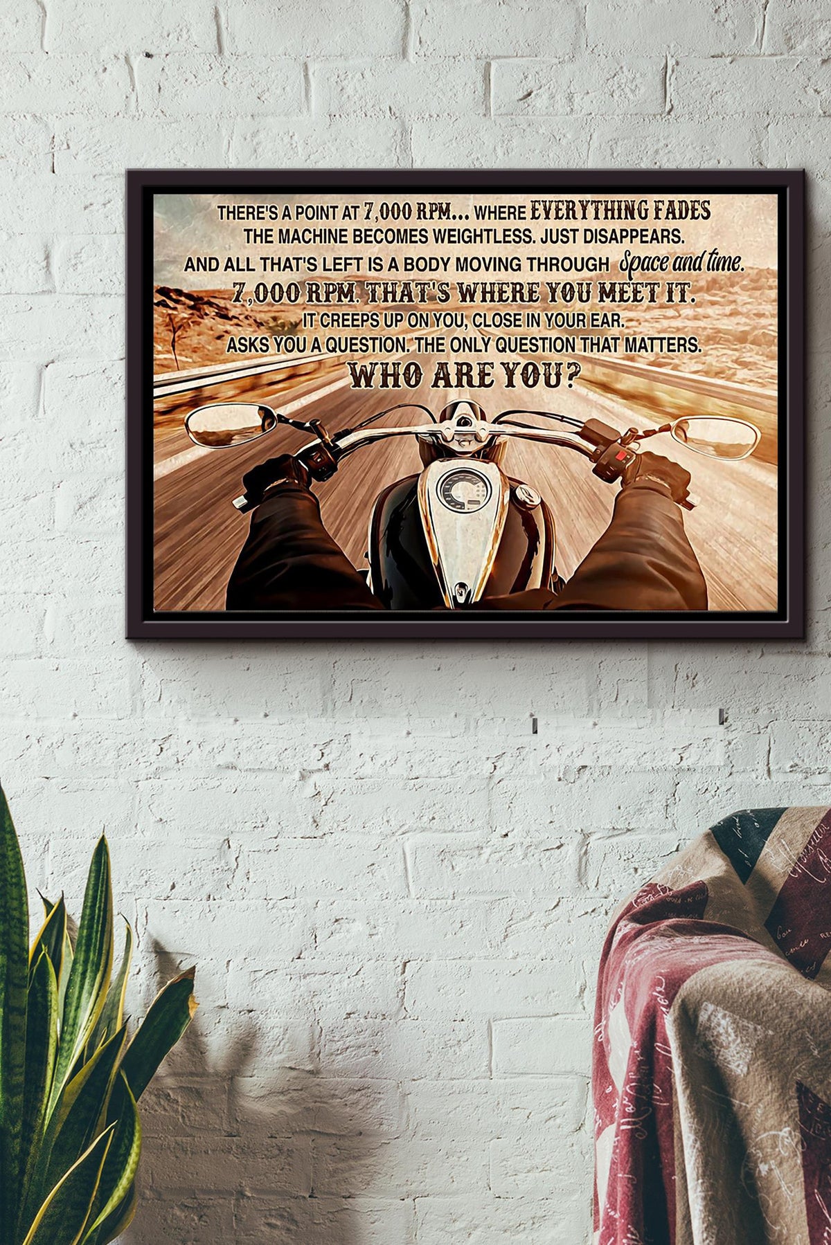 The Only Question That Matters Who Are You Motorcycle Traveling Poster n Framed Matte Canvas