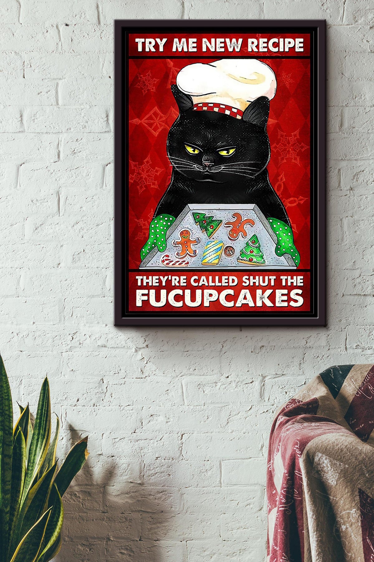 Try My New Recipe Bakery Wall Art Gift For Cake Lover Bakery Decor Framed Canvas Framed Prints, Canvas