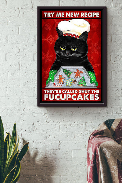 Try My New Recipe Bakery Wall Art Gift For Cake Lover Bakery Decor Framed Canvas Framed Prints, Canvas