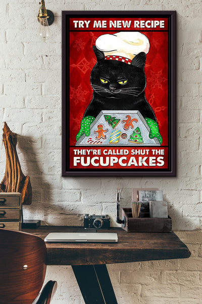 Try My New Recipe Bakery Wall Art Gift For Cake Lover Bakery Decor Framed Canvas Framed Prints, Canvas