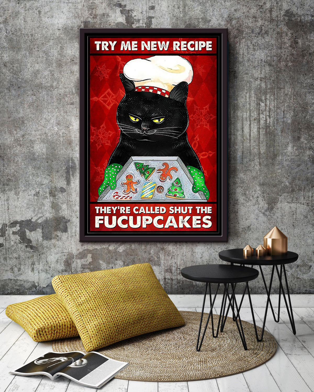 Try My New Recipe Bakery Wall Art Gift For Cake Lover Bakery Decor Framed Canvas Framed Prints, Canvas