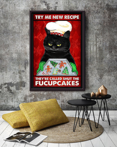 Try My New Recipe Bakery Wall Art Gift For Cake Lover Bakery Decor Framed Canvas Framed Prints, Canvas