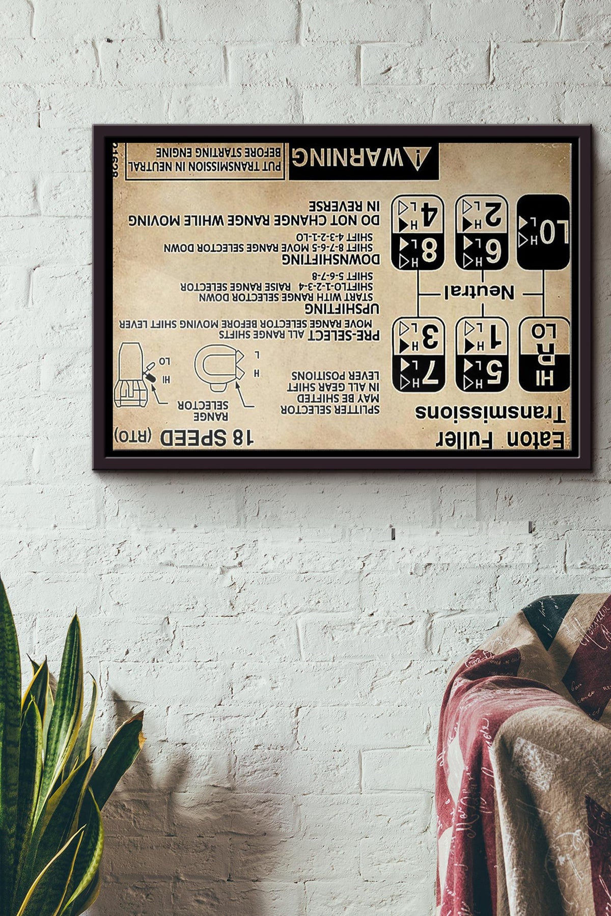 Trucker Eaton Fuller Transmission Warning Information Poster n Framed Matte Canvas