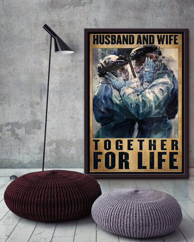 Nurse Husband And Wife Together For Life Nurse's Day Gift For Nurse Couple Framed Canvas