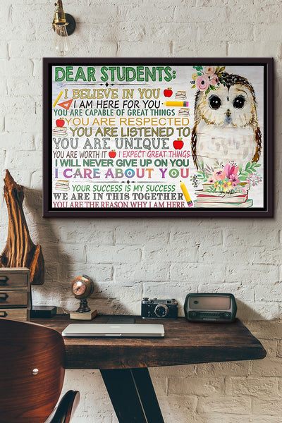 Owl Dear Students Poster n Framed Matte Canvas