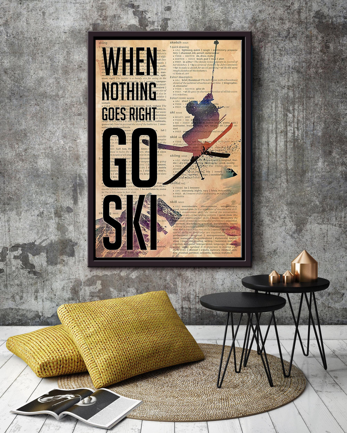 When Nothing Goes Right Go Ski For Skier Birthday Gift Home Decor Framed Matte Canvas