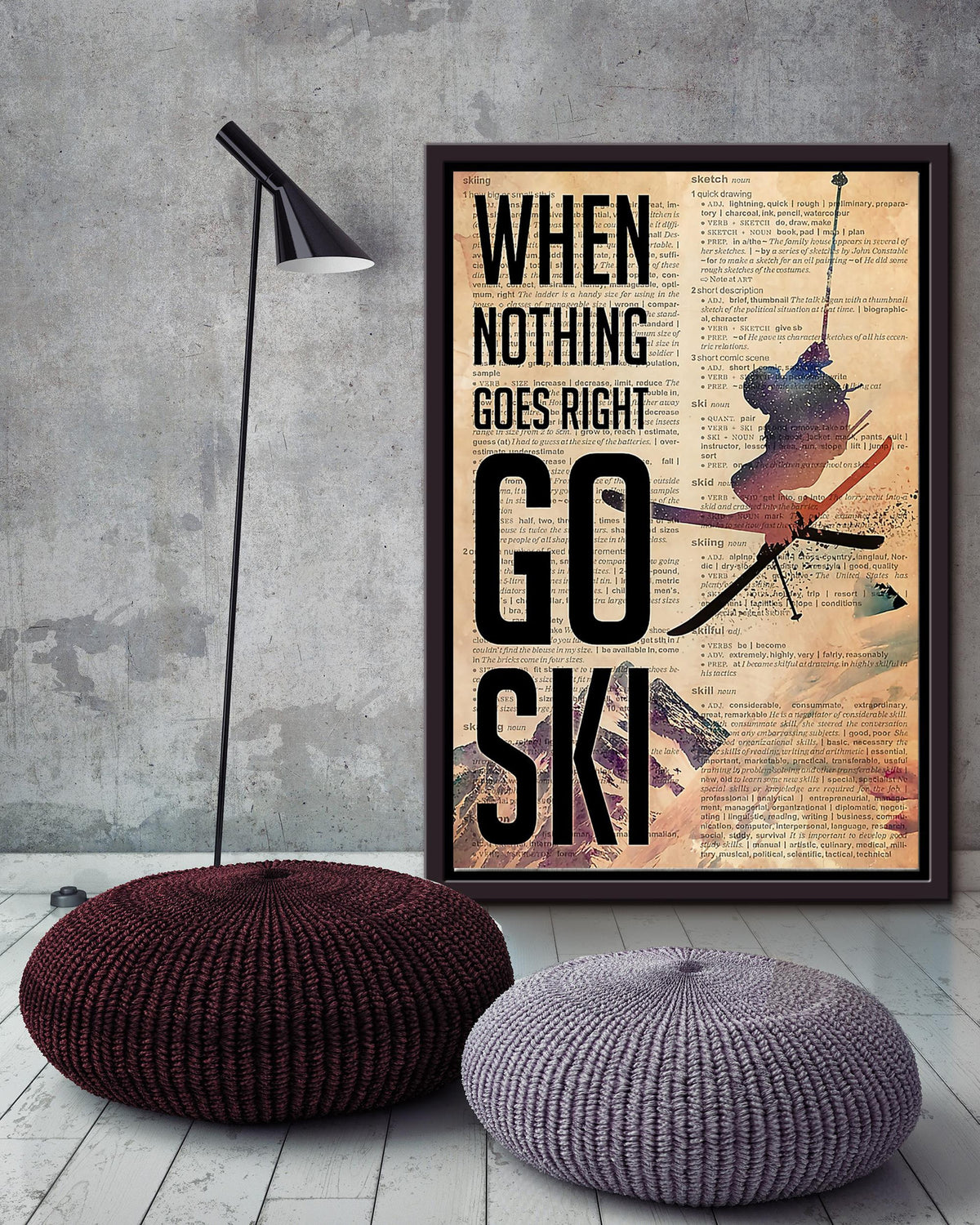 When Nothing Goes Right Go Ski For Skier Birthday Gift Home Decor Framed Matte Canvas