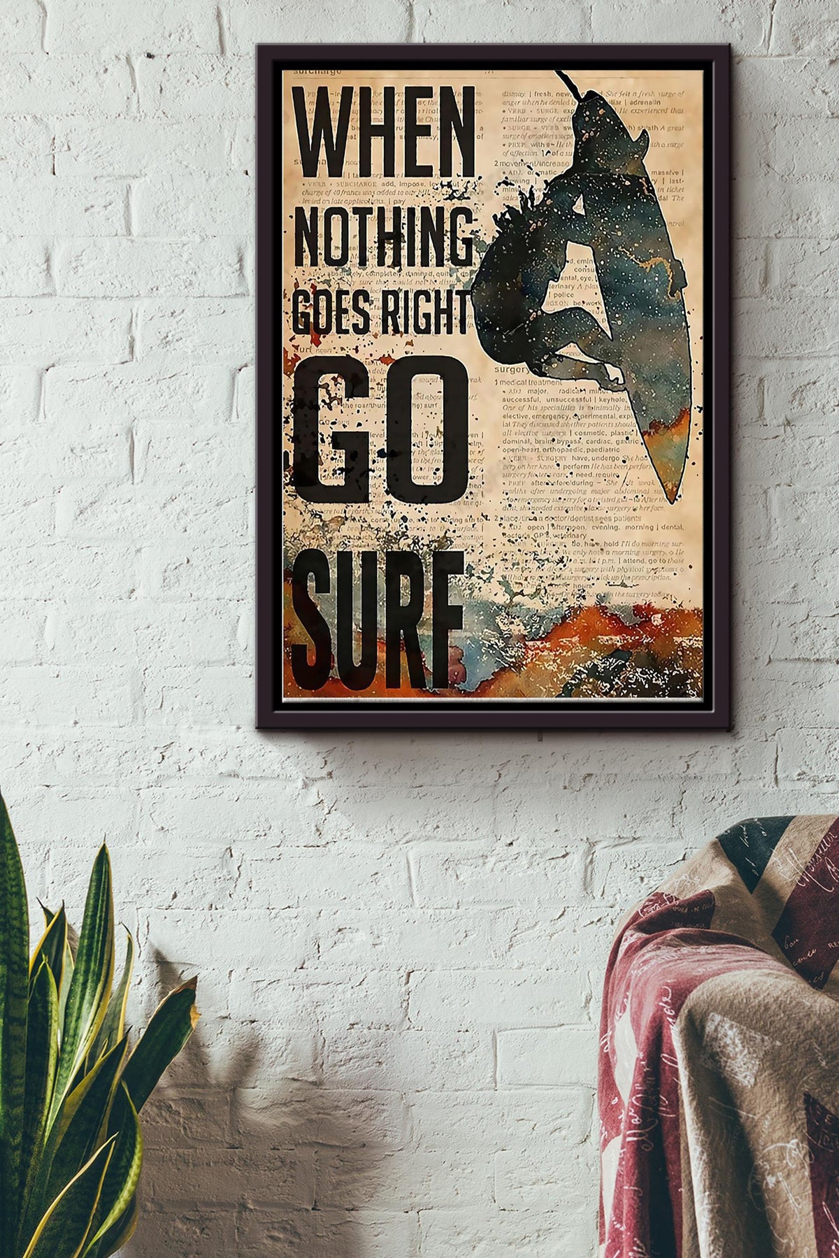 When Nothing Goes Right Go Surf Surfing Poster Framed Matte Canvas