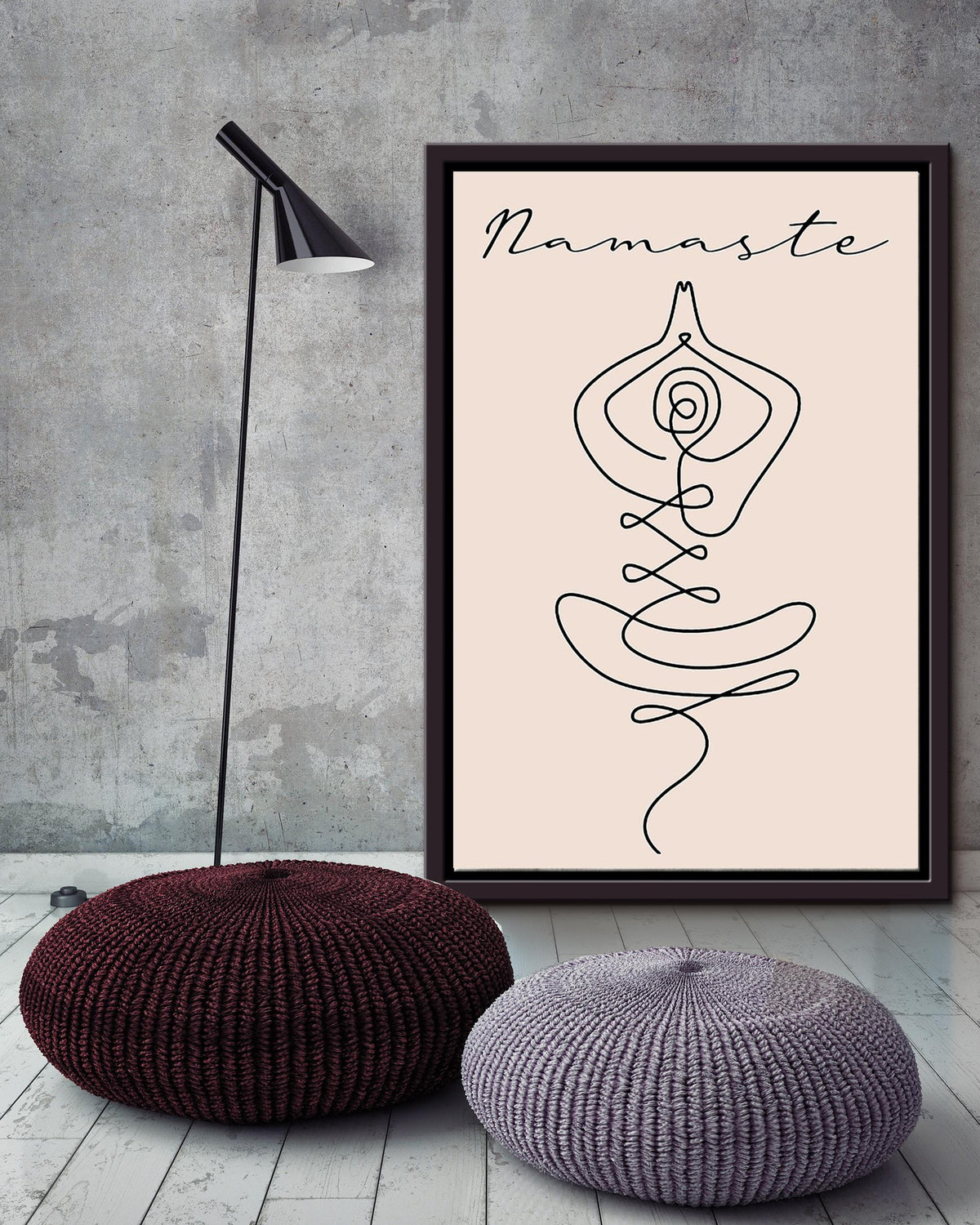 Namaste Minimalism For Yoga Studio Decor Framed Canvas