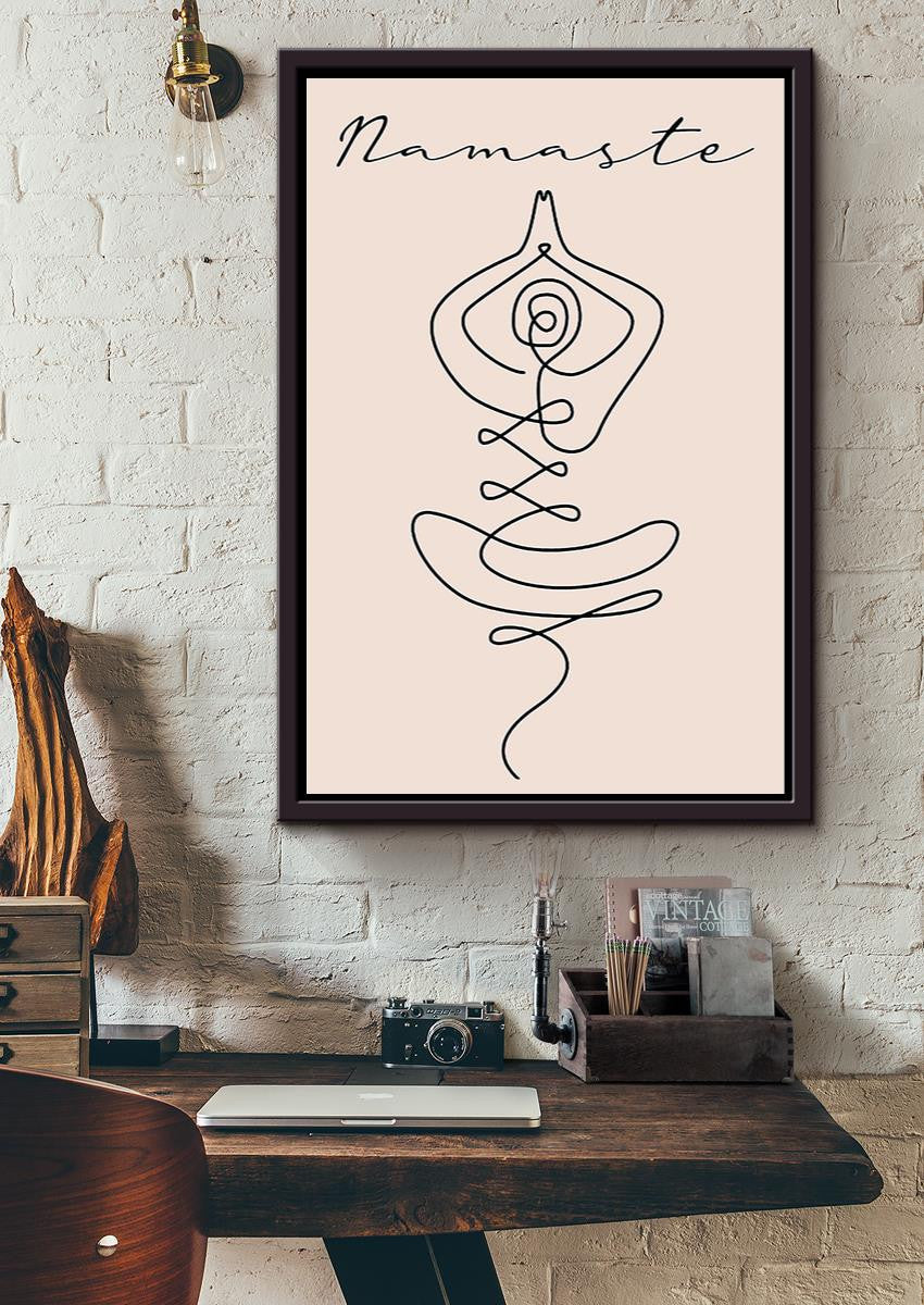 Namaste Minimalism For Yoga Studio Decor Framed Canvas