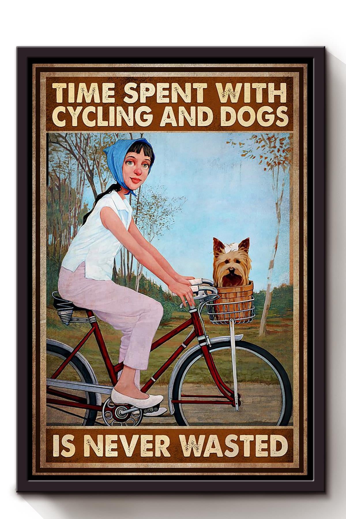 Time Spend With Cycling And Dogs Animal Cycling Wall Art Gift For Cyclist Bikeshop Racer Dog Foster Framed Canvas Framed Prints, Canvas
