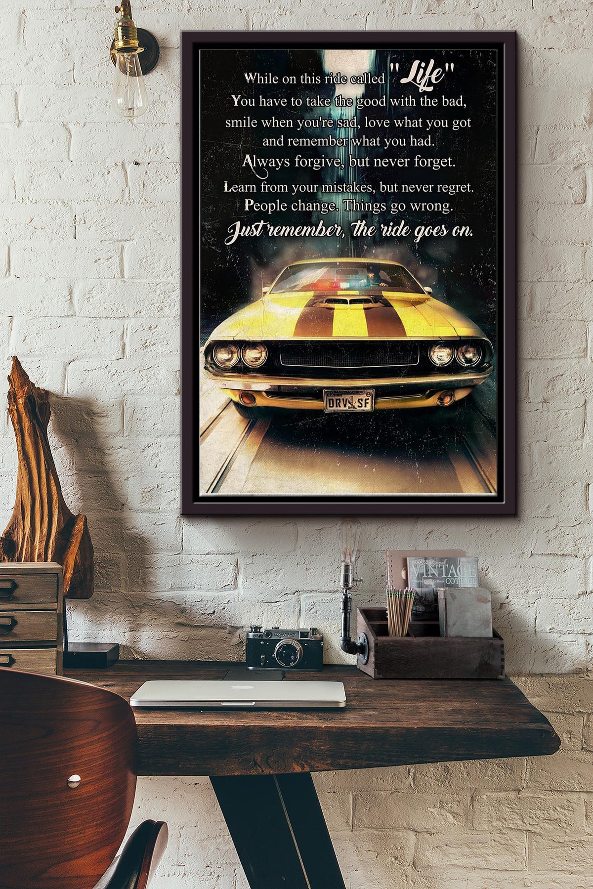 While On This Ride Called Life Just Remember The Ride Goes On Car Racing Poster Framed Matte Canvas