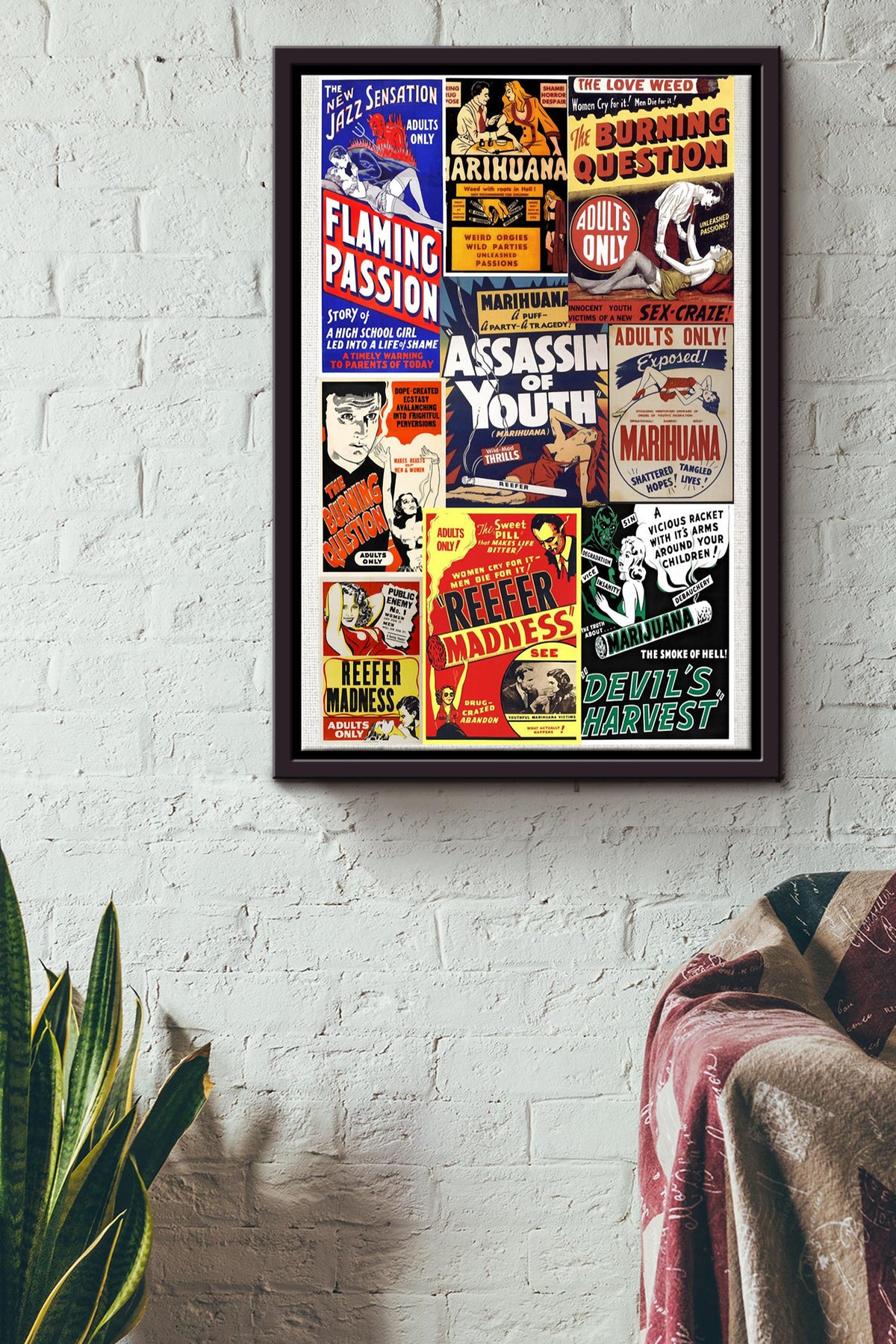 Reefer Madness Propaganda Poster Framed Matte Canvas