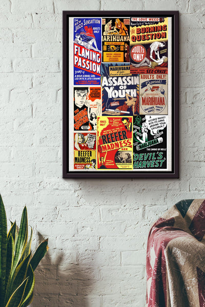 Reefer Madness Propaganda Poster Framed Matte Canvas