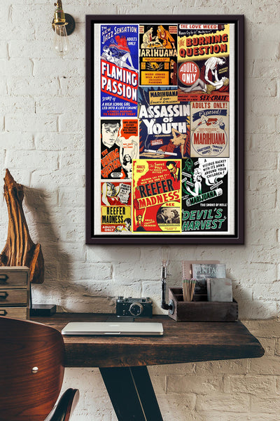 Reefer Madness Propaganda Poster Framed Matte Canvas