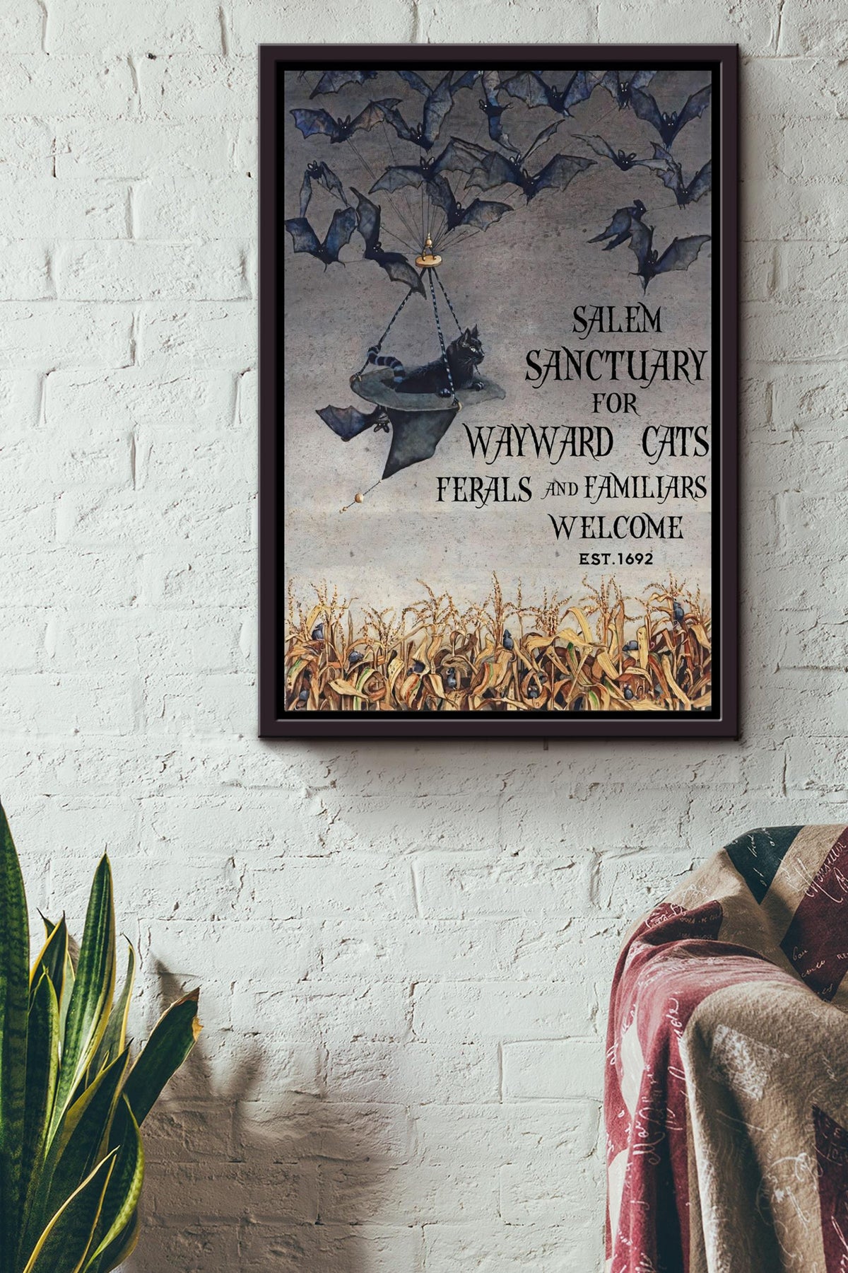 Salem Sanctuary Poster Halloween Wall Art Gift For Sabrina Fan Blackcat Foster Framed Canvas Framed Prints, Canvas