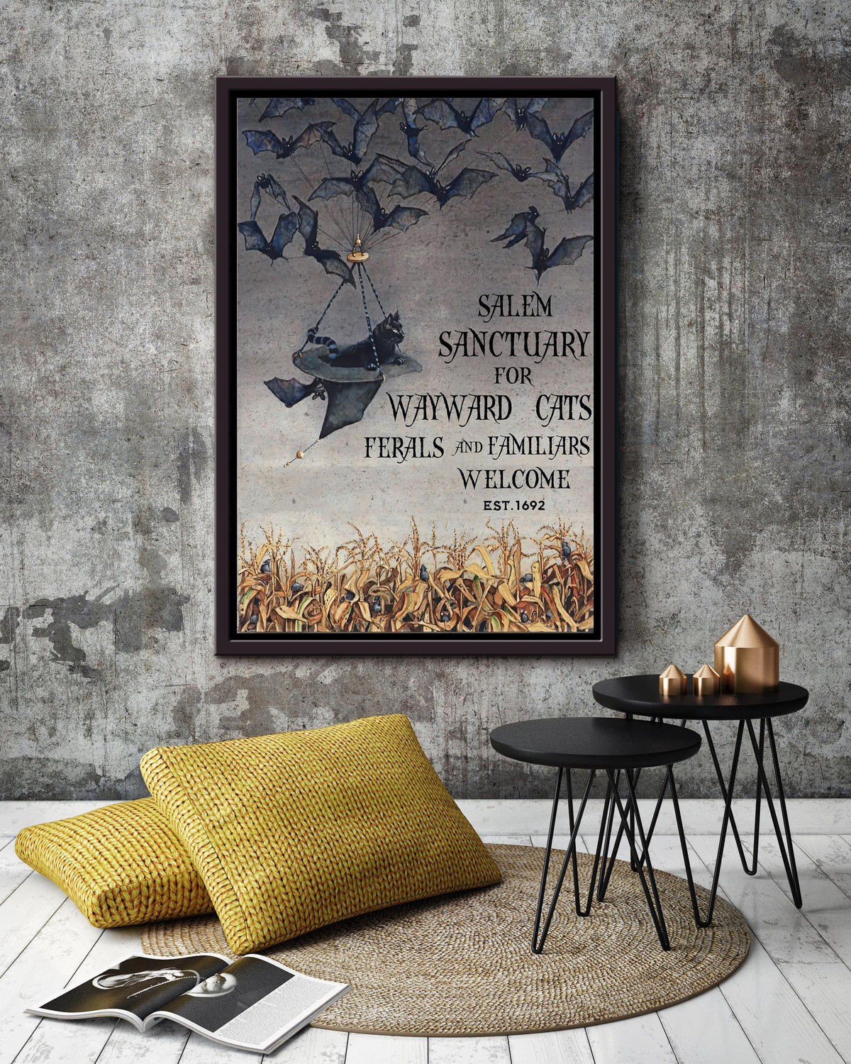 Salem Sanctuary Poster Halloween Wall Art Gift For Sabrina Fan Blackcat Foster Framed Canvas Framed Prints, Canvas