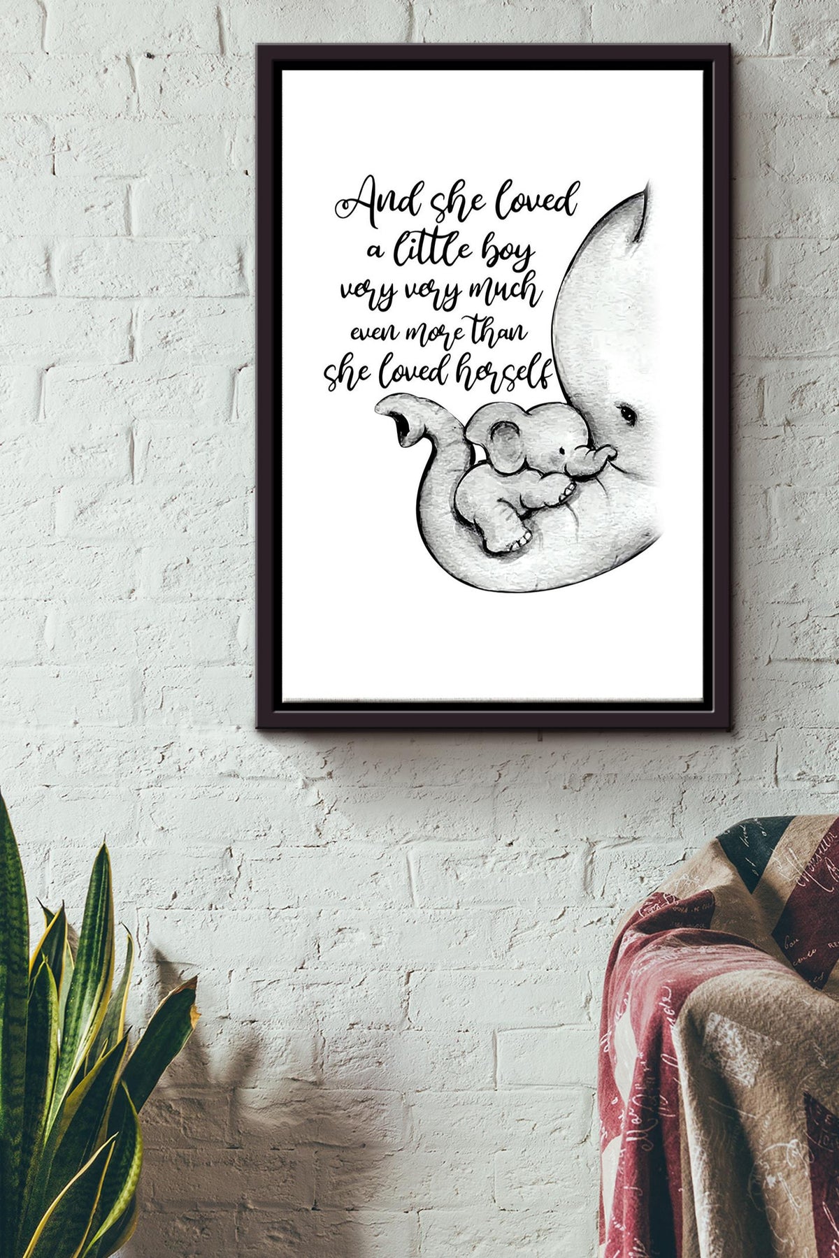 She Loved A Little Boy Even More Than She Loved Herself Poster - Animal Wall Art - Gift For Mother's Day, Elephant Lover Framed Matte Canvas Framed Prints, Canvas