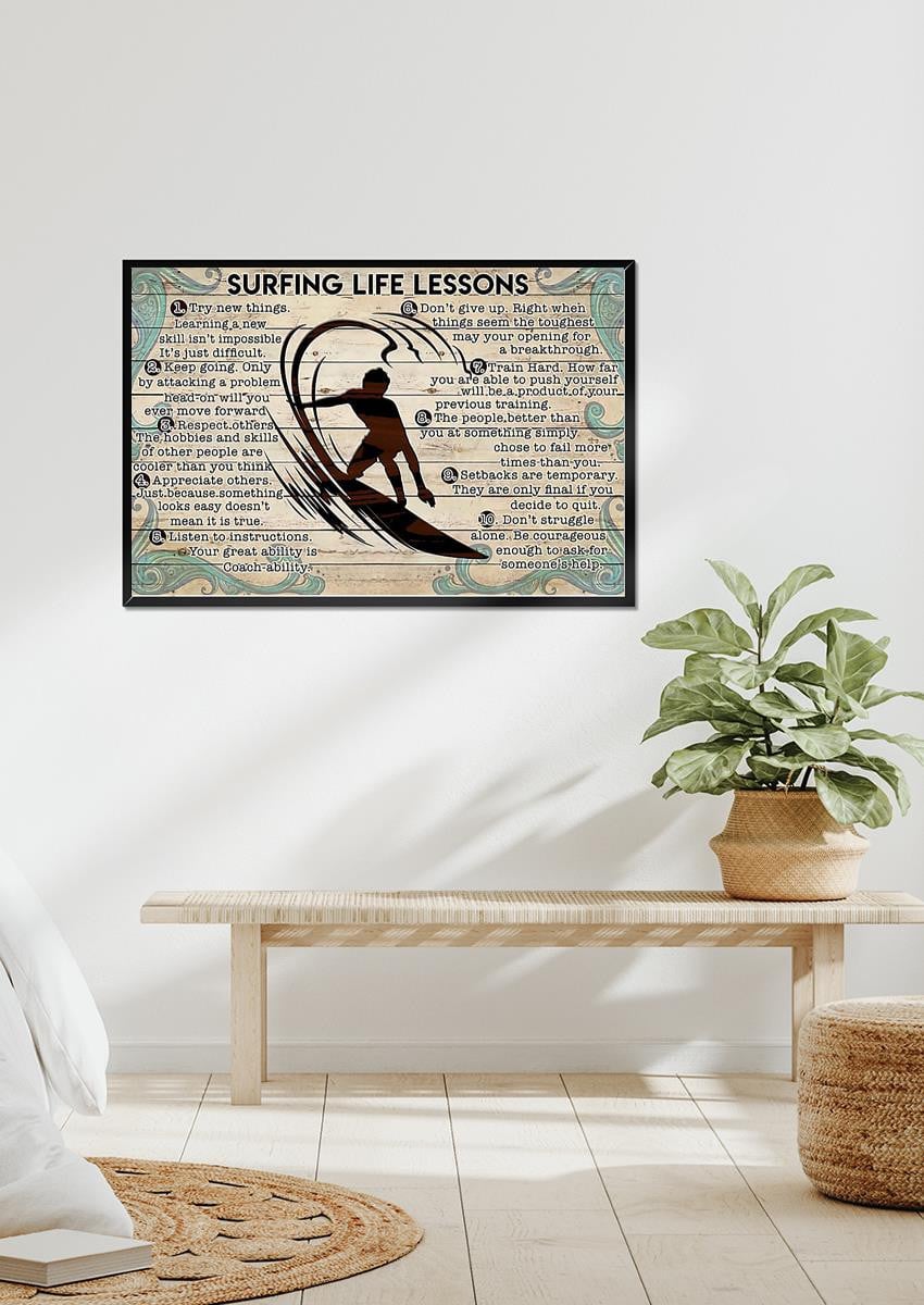 Surfing Lesson Surfing Wall Art Birthday Gift For Surfing Lover Framed Prints, Canvas