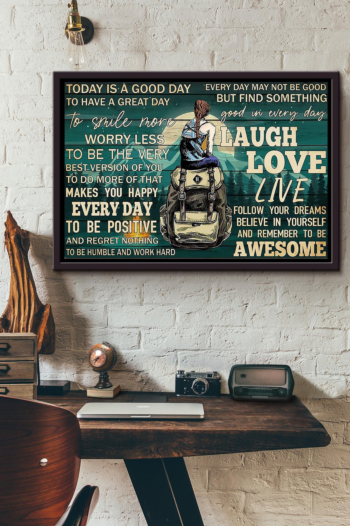 Today Is A Good Day To Have A Great Day Traveling Girl Poster n Framed Matte Canvas