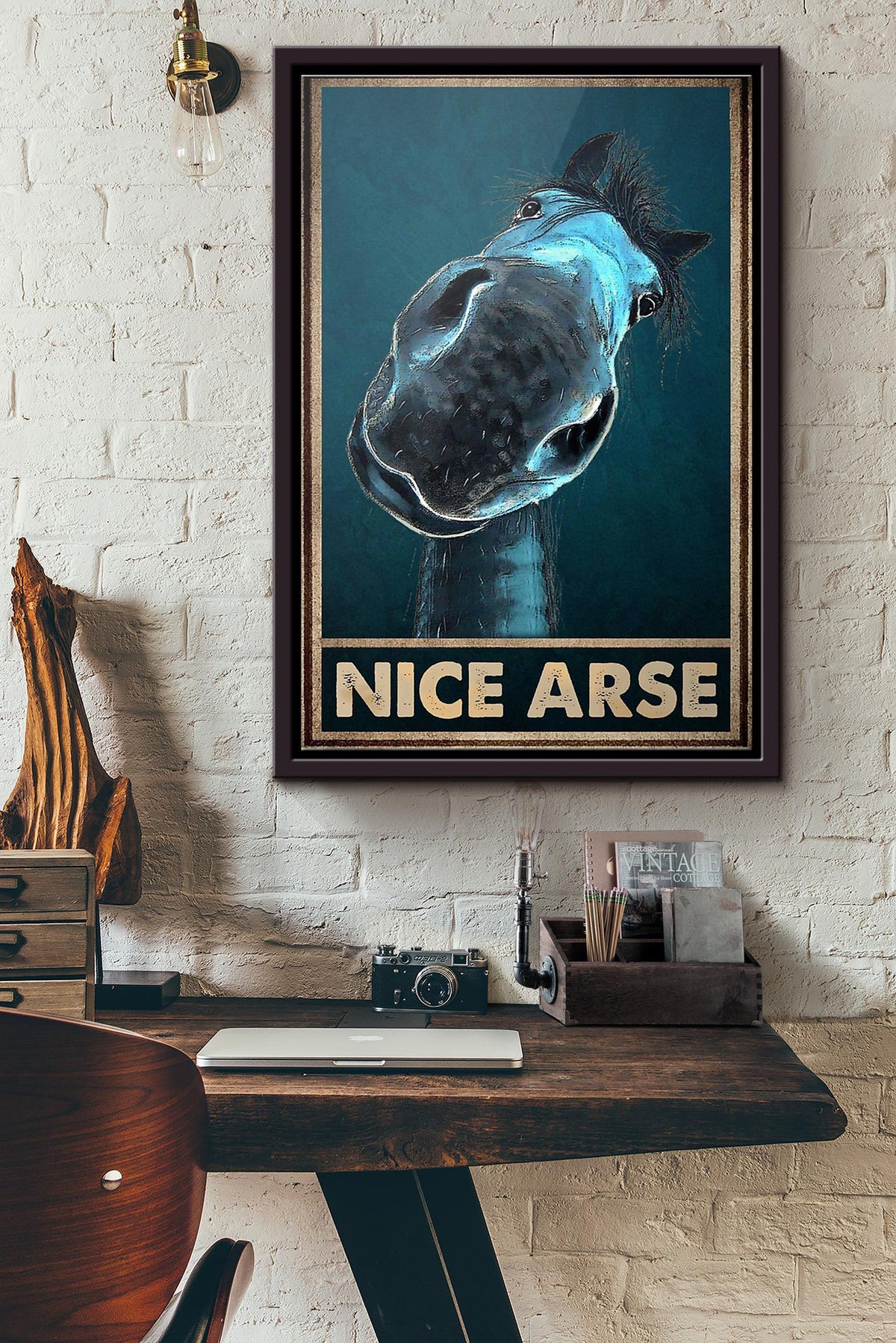 Horse Nice Arse Poster Framed Matte Canvas
